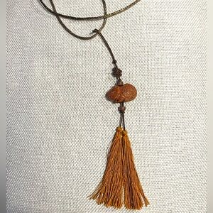Elegant Chinese carved bead &  Tassel Necklace